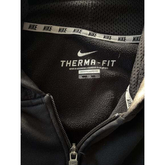 Nike Thermafit Full Zip Hoodie Hooded Sweatshirt Men’s XXL Black Swoosh - Picture 3 of 4